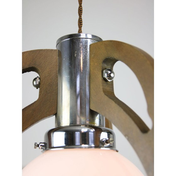 Image 1 of Vintage hanglamp in chroom en opaline glas, 1960