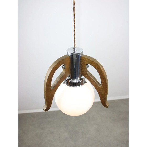 Image 1 of Vintage hanglamp in chroom en opaline glas, 1960