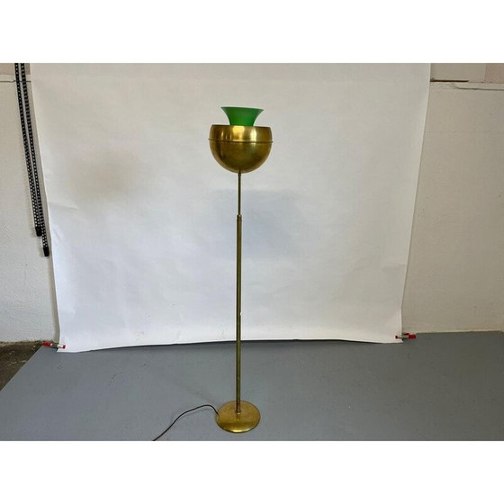 Image 1 of Vintage vloerlamp in messing en glas, Tsjecho-Slowakije 1960