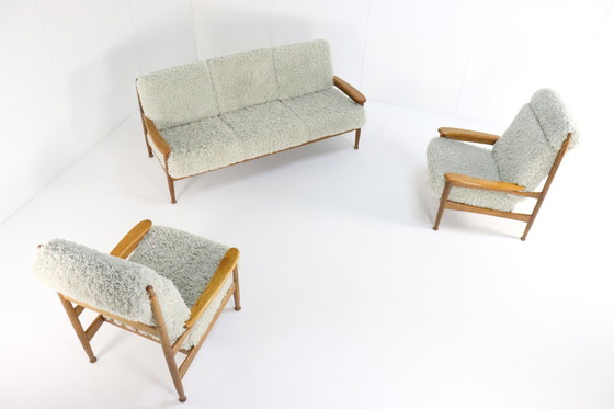 Image 1 of Unieke Flubby Bank + 2 Fauteuils 'Sliedrecht' Vintage