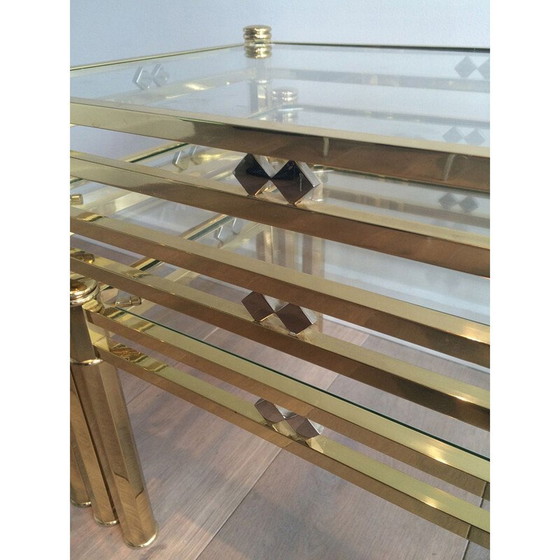 Image 1 of Set van 3 vintage messing tafels