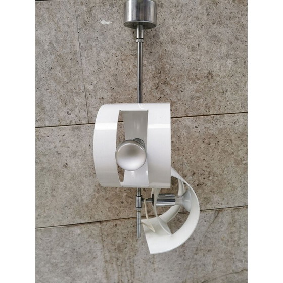 Image 1 of Vintage stalen en metalen hanglamp van Stilux, Italië