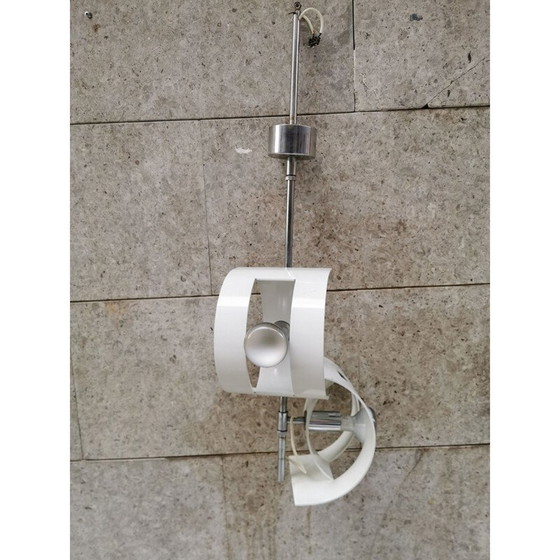 Image 1 of Vintage stalen en metalen hanglamp van Stilux, Italië