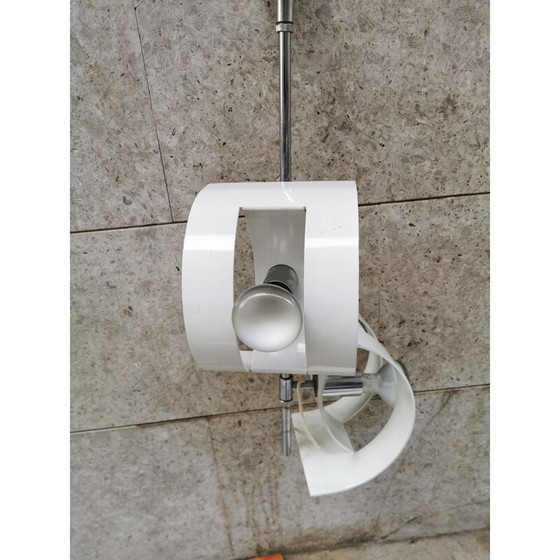 Image 1 of Vintage stalen en metalen hanglamp van Stilux, Italië