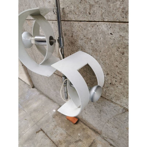 Image 1 of Vintage stalen en metalen hanglamp van Stilux, Italië