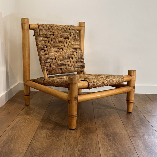 Lounge Stoel Hout En Touw    Audoux En Minet