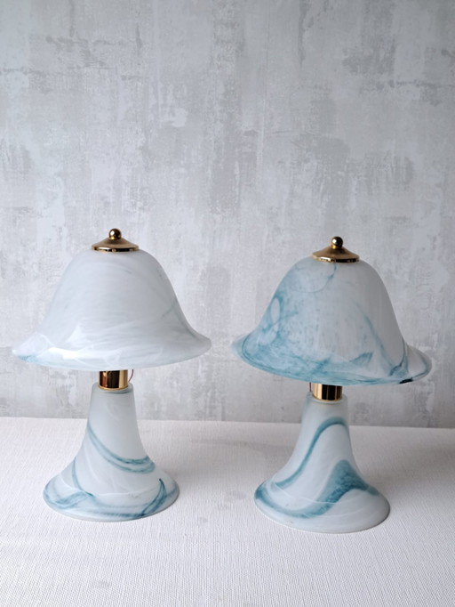 2x Murano mushroom lampen