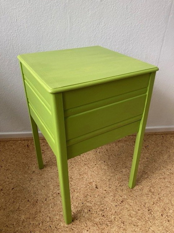 Image 1 of Vintage Lime Groene Houten Naaidoos