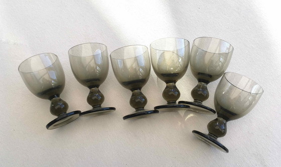 Image 1 of Karaf en 6 souffléglazen 1960