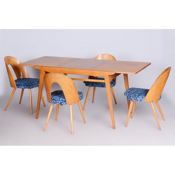 Image 1 of Vintage eikenhouten uitschuifbare tafel, Tsjecho-Slowakije 1950