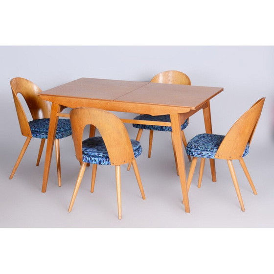 Image 1 of Vintage eikenhouten uitschuifbare tafel, Tsjecho-Slowakije 1950