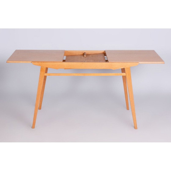 Image 1 of Vintage eikenhouten uitschuifbare tafel, Tsjecho-Slowakije 1950