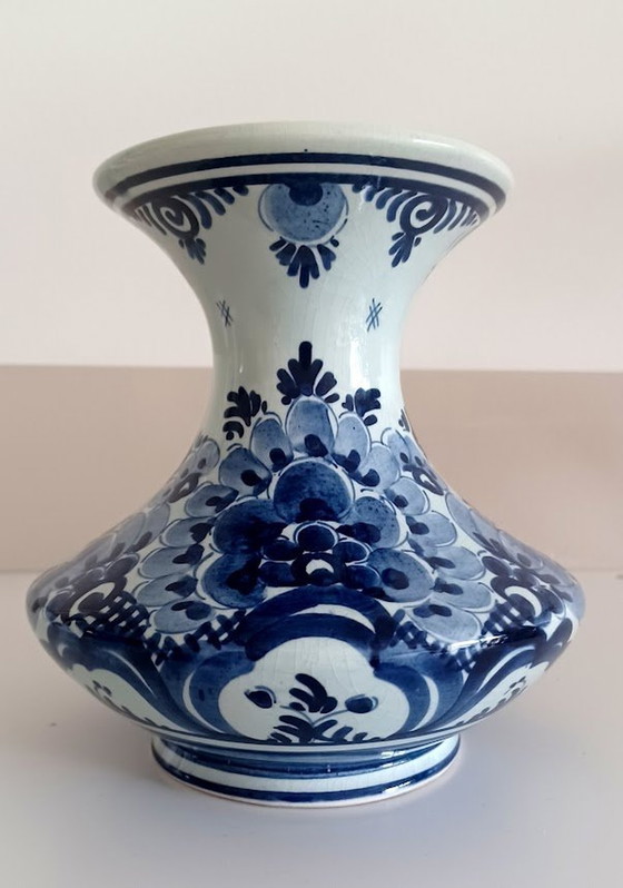 Image 1 of Handgeschilderd Delfts Blauw Keramiek Vaasje