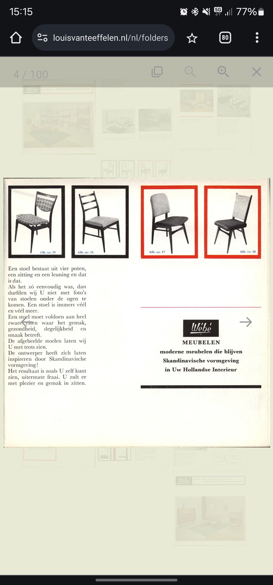 Image 1 of Kopenhagen Chairs (6) Louis Van Teeffelen - Wébé, Dutch 1960