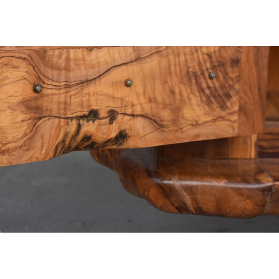 Image 1 of Vintage brutalistisch olijfhouten dressoir, 1960-1970