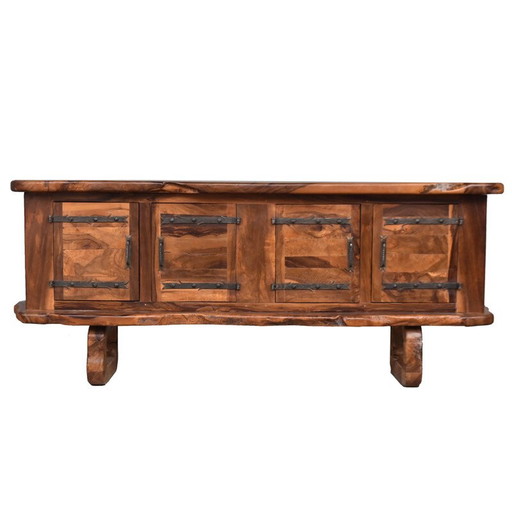 Vintage brutalistisch olijfhouten dressoir, 1960-1970