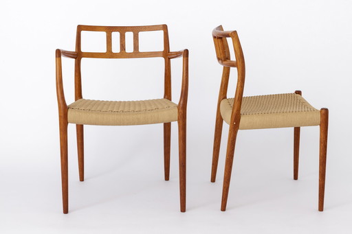 Set 8 + 1 Niels Moller stoelen, model 79, jaren 1960, Deens, Teakhout