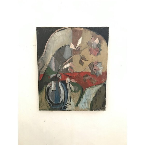 Image 1 of Vintage olieverf op canvas Boeket bloemen