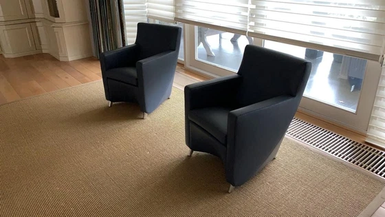 Image 1 of 3x Dolcinea fauteuil blauw leer