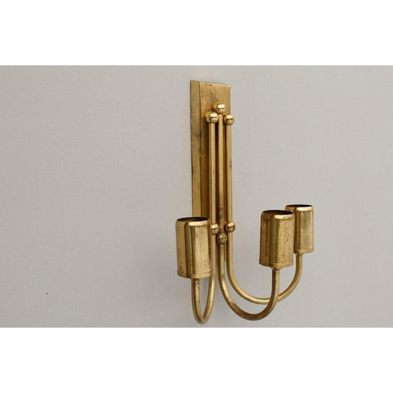 Image 1 of Art Deco vintage messing wandlamp, jaren 1940