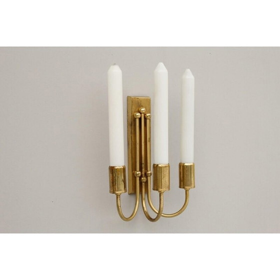 Image 1 of Art Deco vintage messing wandlamp, jaren 1940