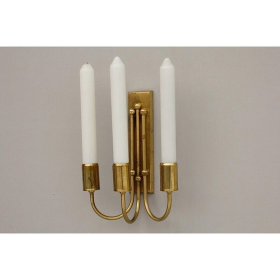 Image 1 of Art Deco vintage messing wandlamp, jaren 1940