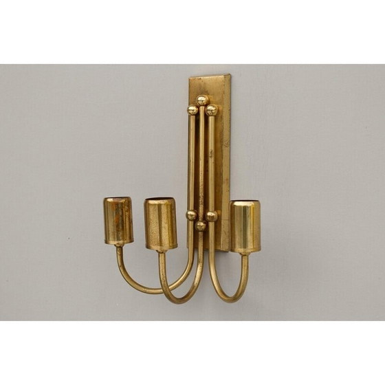 Image 1 of Art Deco vintage messing wandlamp, jaren 1940
