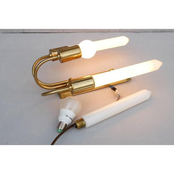 Image 1 of Art Deco vintage messing wandlamp, jaren 1940