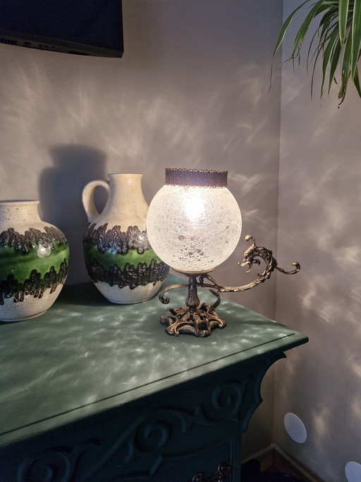 Vintage Tafellamp Met Ijsglas