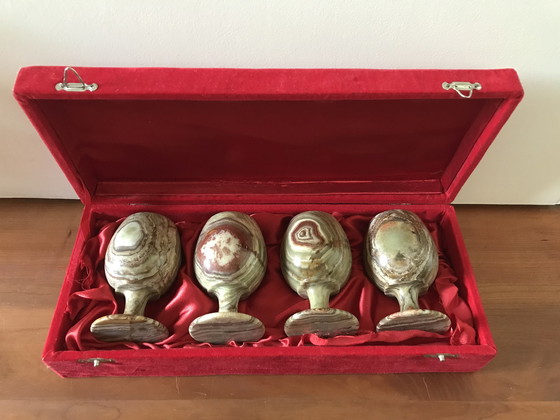 Image 1 of 4 x Vintage wijnglazen natuursteen onyx