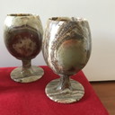 4 x Vintage wijnglazen natuursteen onyx