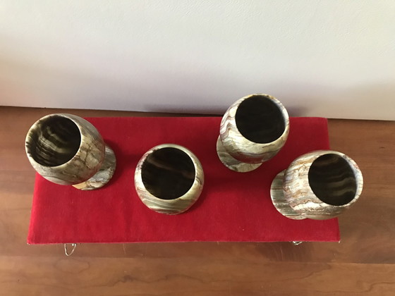 Image 1 of 4 x Vintage wijnglazen natuursteen onyx