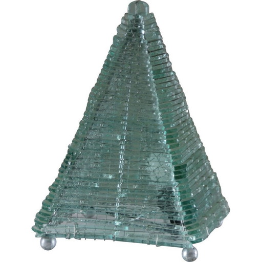 Vintage piramide lamp van glas en metaal, 1970