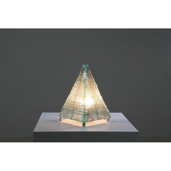 Image 1 of Vintage piramide lamp van glas en metaal, 1970