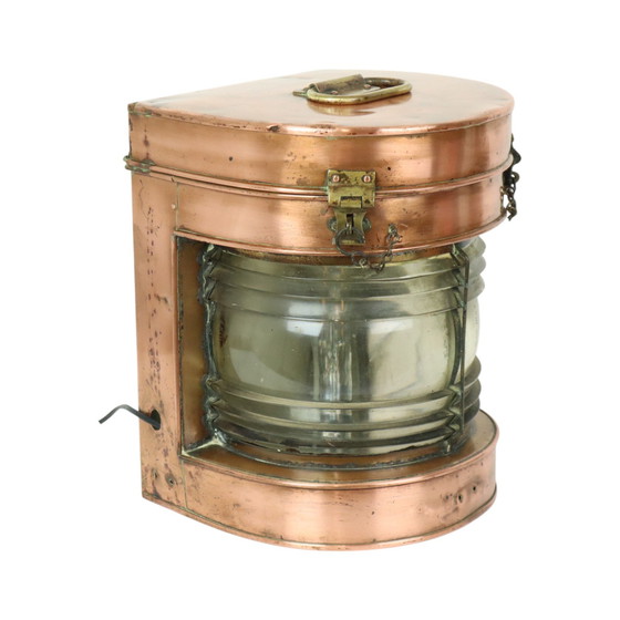 Image 1 of Antieke Scheepslamp Lantaarn Rood Koper