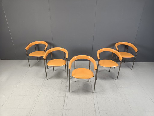 Vintage leren fauteuils van Arrben Italië, 1980S - Set van 5