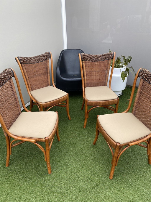 4 Stuks Rotan Design Eetkamer Stoelen