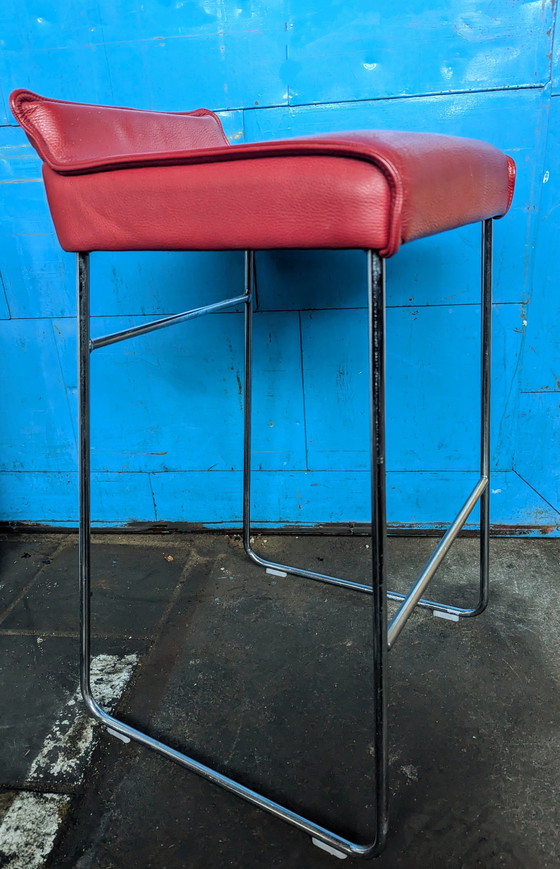 Image 1 of 4X Leather & Chrome Bar Stools, Allermuir