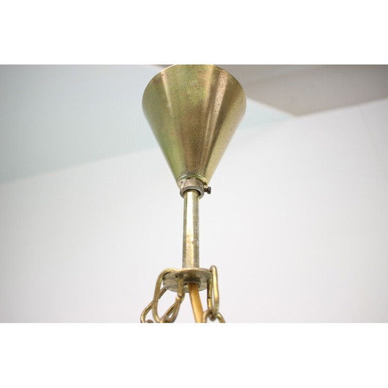 Image 1 of Vintage "Cibulak" hanglamp van messing en glas, Tsjecho-Slowakije 1960