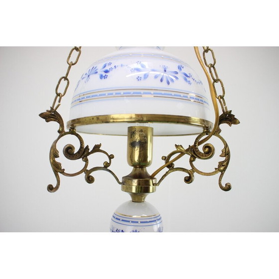 Image 1 of Vintage "Cibulak" hanglamp van messing en glas, Tsjecho-Slowakije 1960