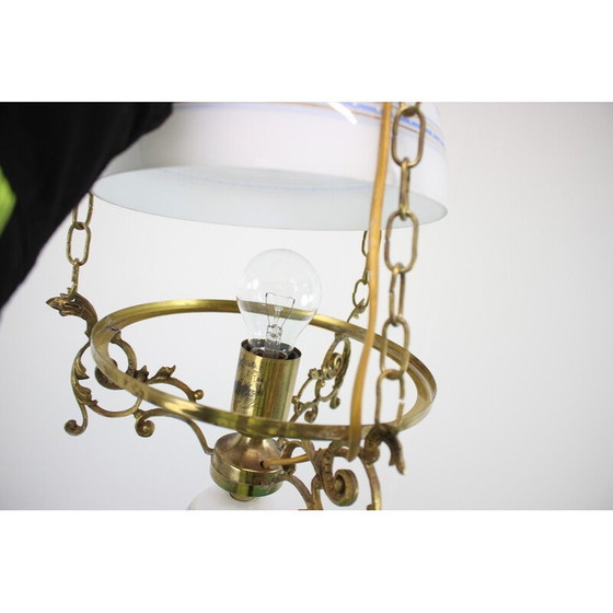 Image 1 of Vintage "Cibulak" hanglamp van messing en glas, Tsjecho-Slowakije 1960