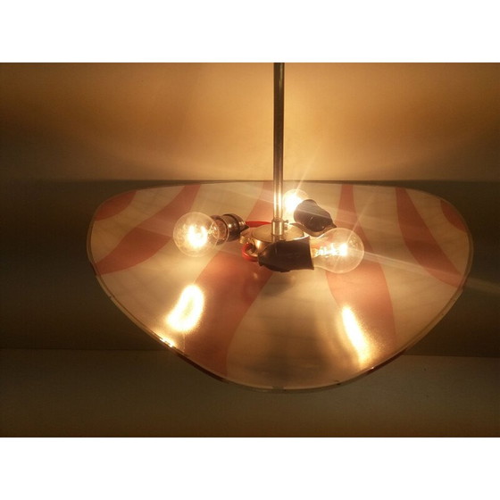 Image 1 of Vintage glazen en metalen hanglamp van Napako, Tsjecho-Slowakije 1960