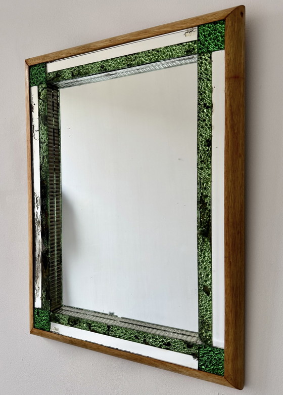 Image 1 of Vintage rechthoekige spiegel met groen glas