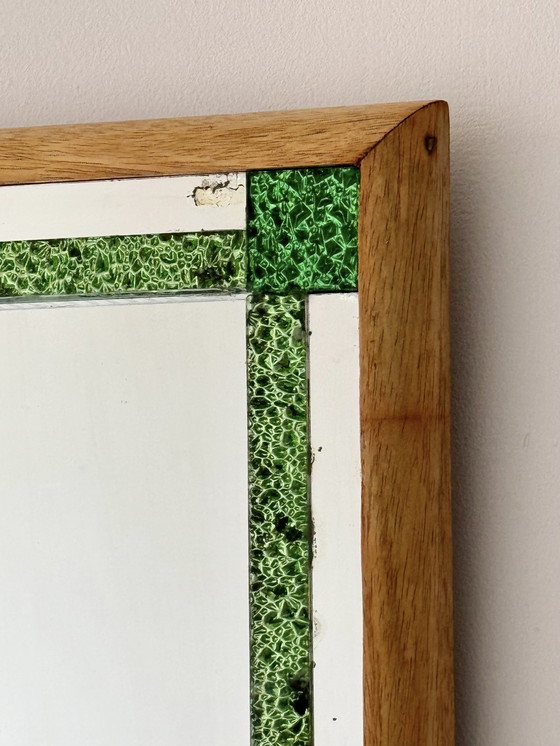 Image 1 of Vintage rechthoekige spiegel met groen glas