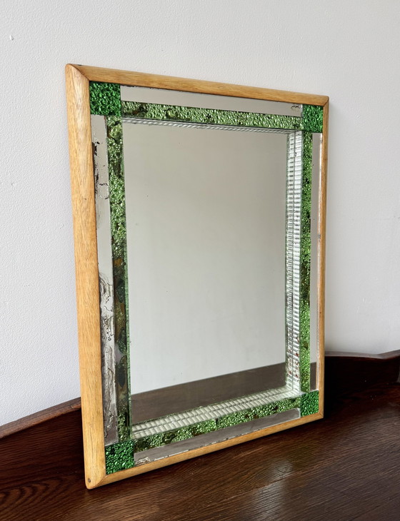 Image 1 of Vintage rechthoekige spiegel met groen glas