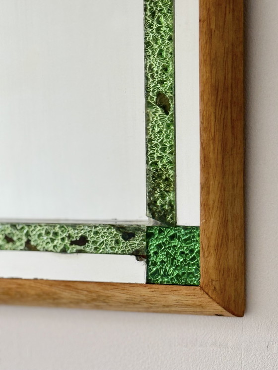 Image 1 of Vintage rechthoekige spiegel met groen glas