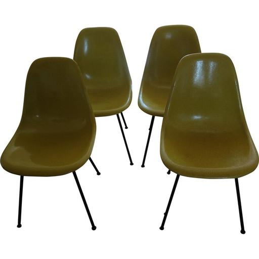 Set van 4 vintage Dsx stoelen van glasvezel van Herman Miller