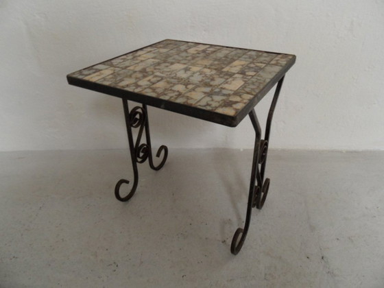 Image 1 of Vintage Bijzet Tafel Met Tegels 1960'S