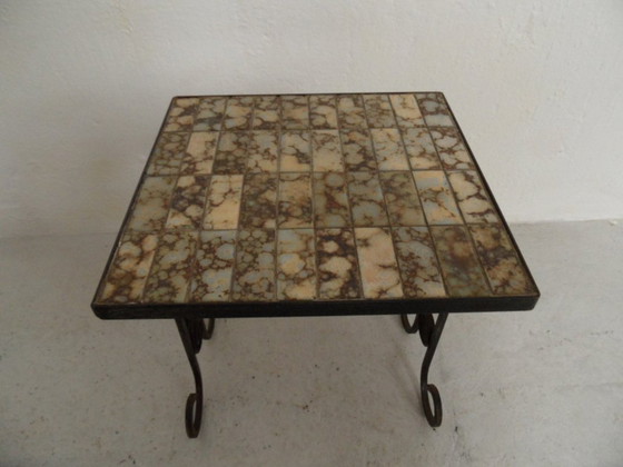 Image 1 of Vintage Bijzet Tafel Met Tegels 1960'S