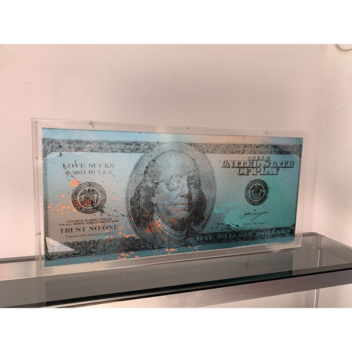 Vintage schilderij "Billion Dollar Bill" door MAXIMILIAN WIEDEMANN, 2015